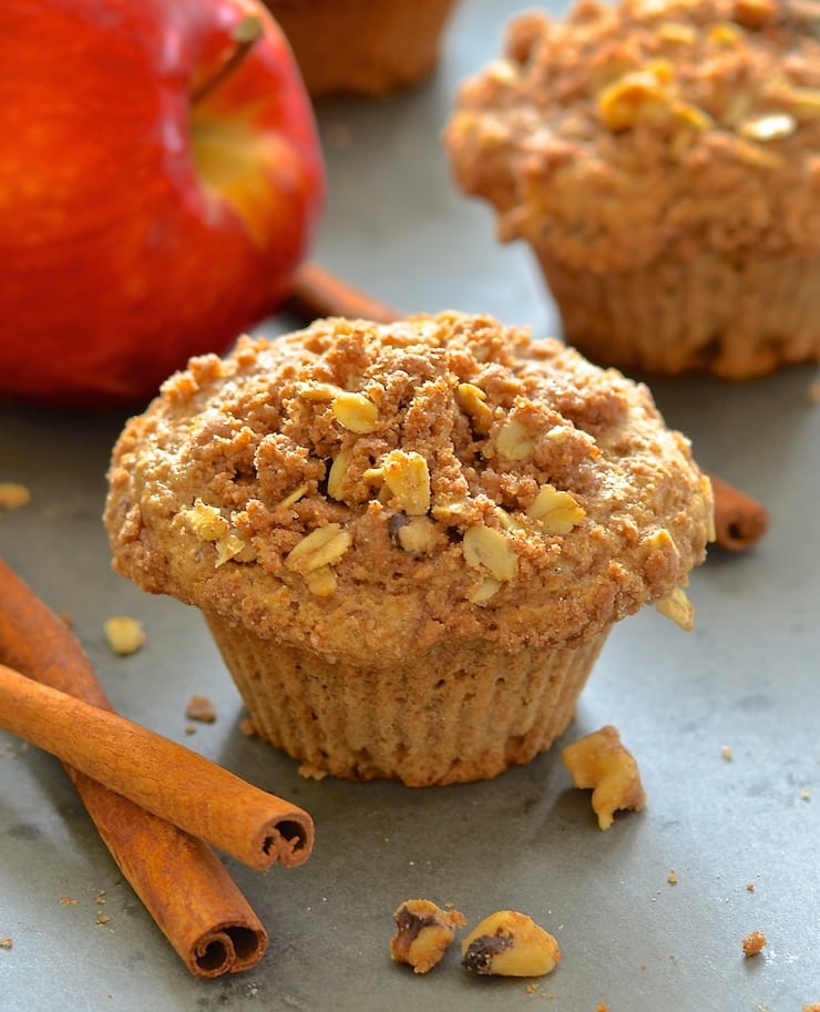 Vegan apple muffins, loaded with sweet, tender fruit.