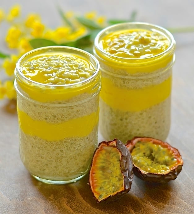 This Banana Chia Pudding with zingy, lip smacking Mango Lime Purée brings a taste of the tropics to your breakfast. It is incredibly easy to make, positively bursting with nutrition & just looking at the wonderful yellow colour will make your day brighter!