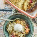 It's hard to beat a good crumble, and this Cranberry Apple Pear Vegan Crumble is really something special! We're talking tart cranberries & Granny Smith apples,  sweet, soft pear & a crumbly, nutty, buttery topping, all baked to golden perfection. It's an absolute crowd pleaser & so easy to make! 