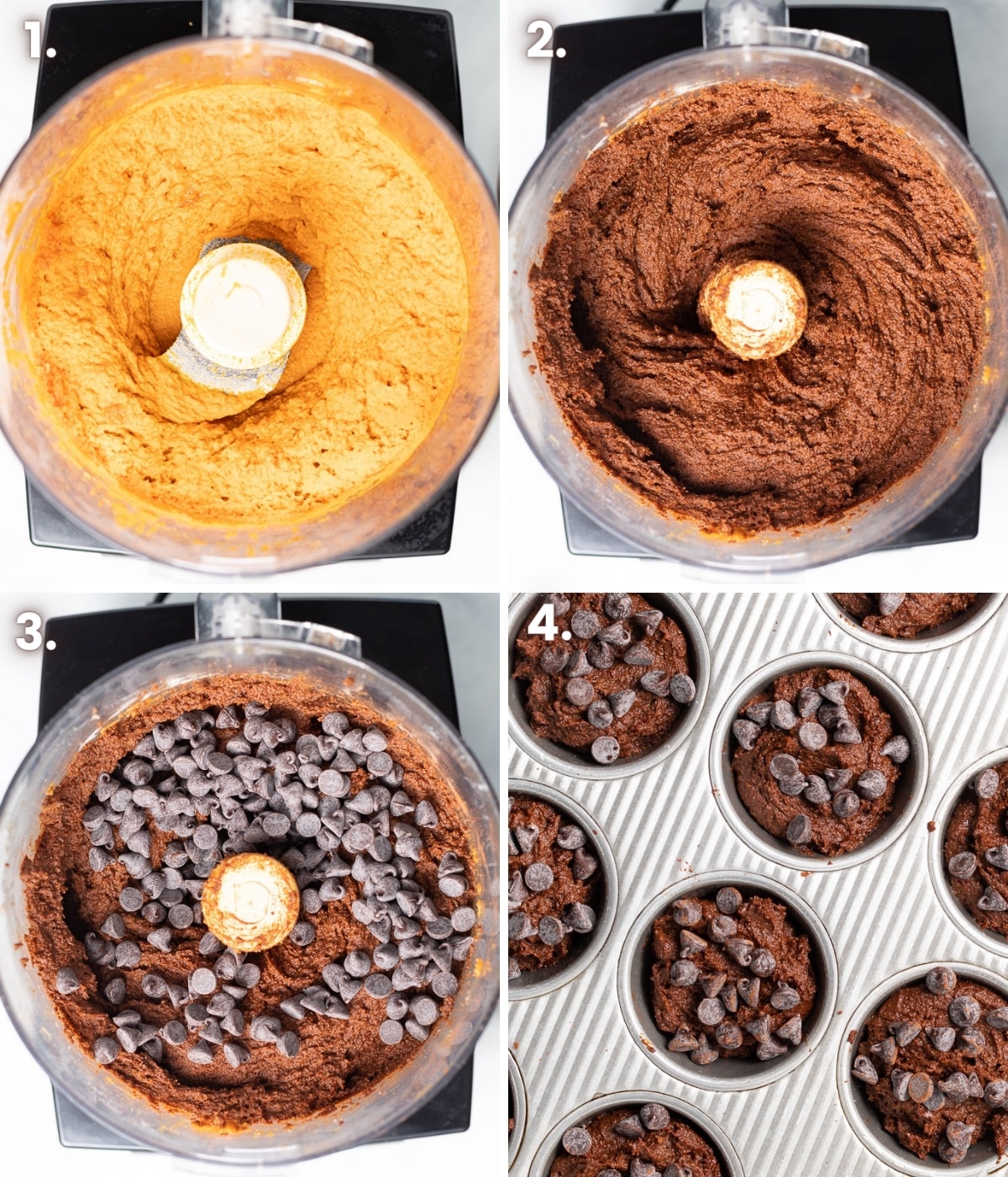 step by step how to make chocolate pumpkin muffin photos  