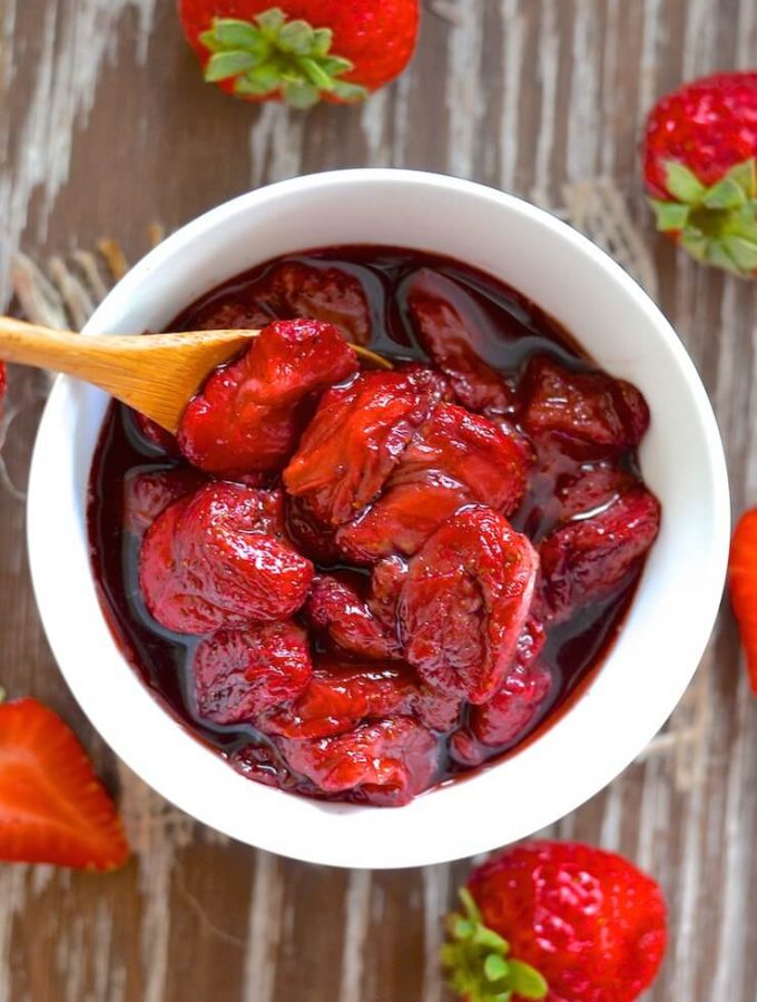 Transform your last of the season strawberries! With just 3 ingredients and a couple of minutes hands on time you could have yourself a bowl full of these intensely sweet, sticky & syrupy Vanilla Roasted Strawberries.