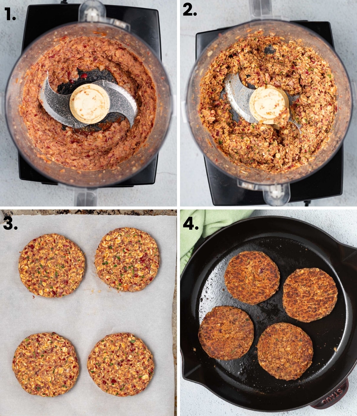 photos showing how to make kidney bean burgers as per the written instructions 