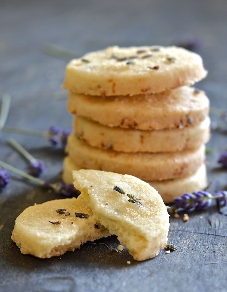 This beautifully rich Lemon Lavender Shortbread is full of zesty lemon flavour with delicious subtle bursts of floral lavender in every bite. It literally melts in your mouth and has perfect shortbread "snappability"!