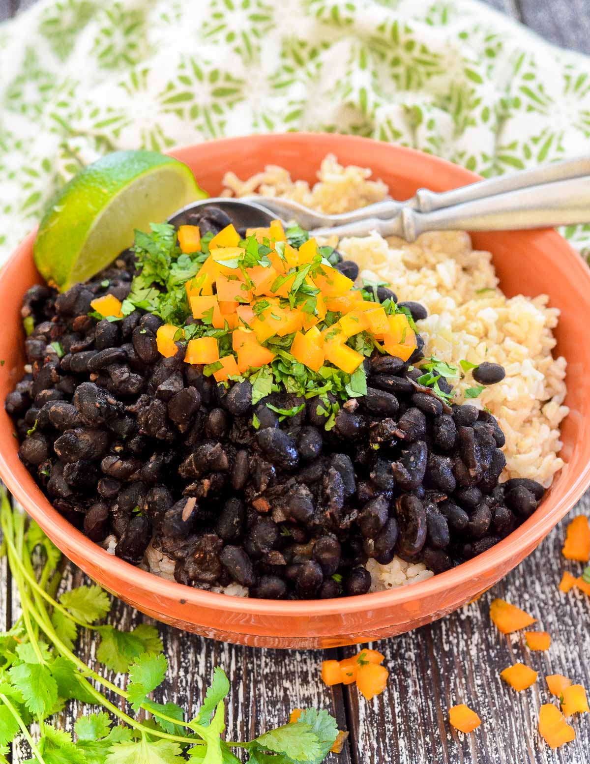 a bowl of black beans and rice