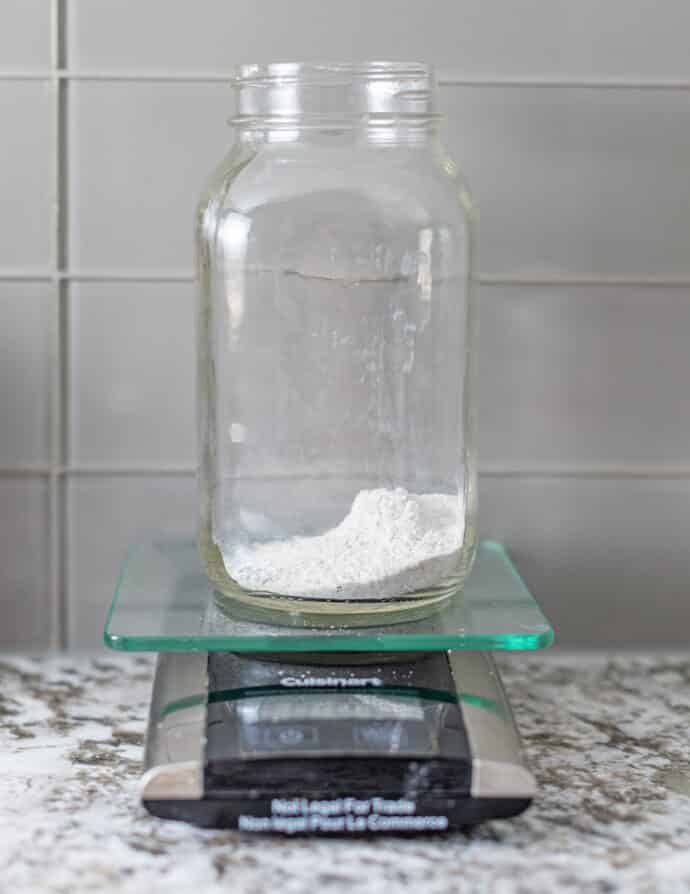 a small amount of flour in a clear jar