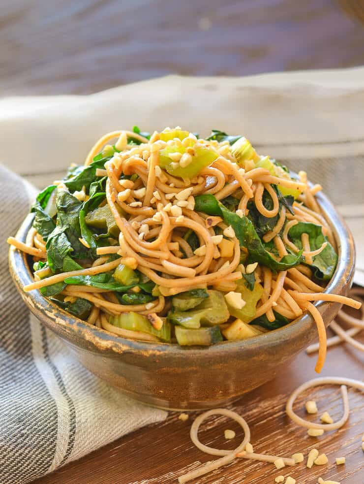This Swiss Chard Soba Noodle Stir Fry is super quick & easy to make & is tossed with the most delicious sweet, savoury & spicy ‘instant’ sauce! 