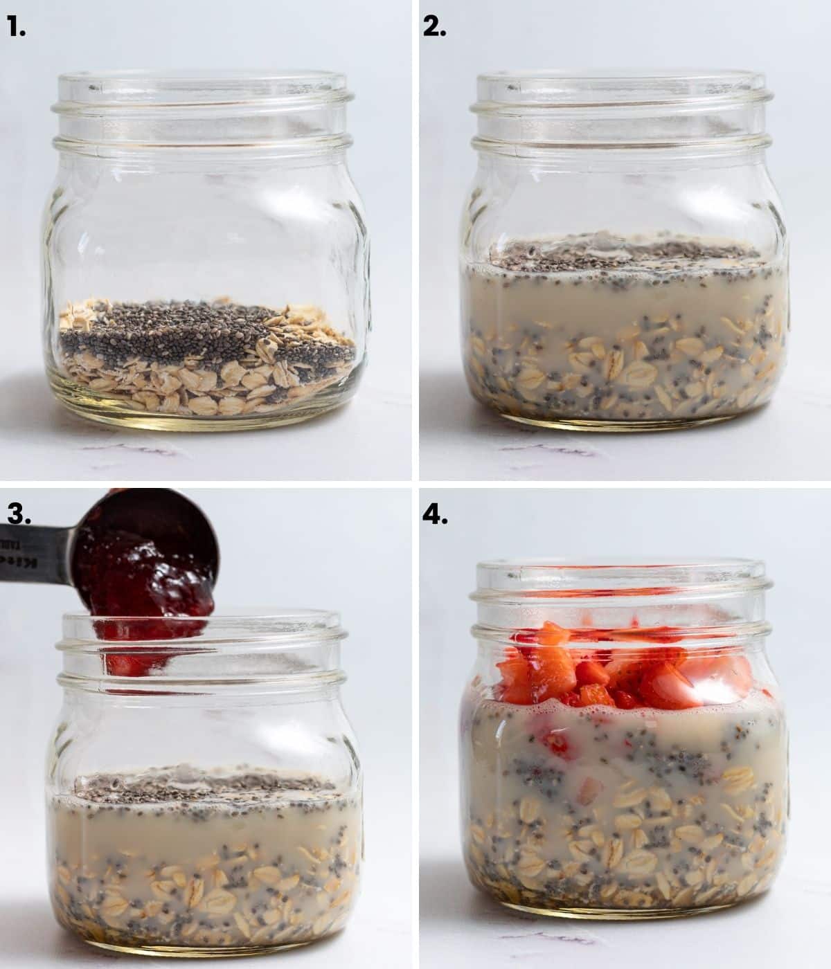 how to make strawberry overnight oats in pictures (as per written instructions)