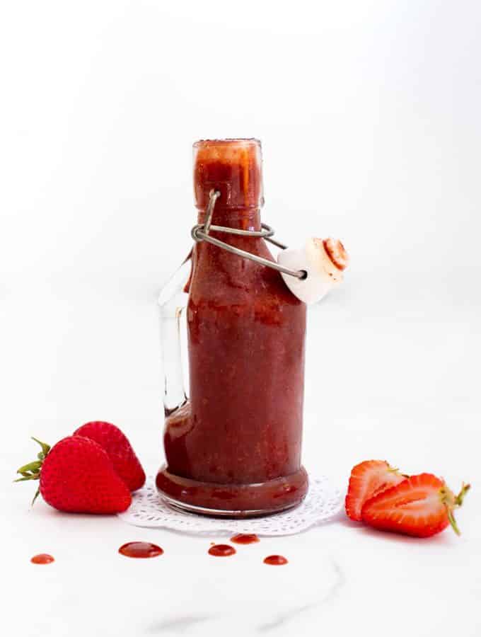 Homemade Strawberry Vinaigrette in a bottle