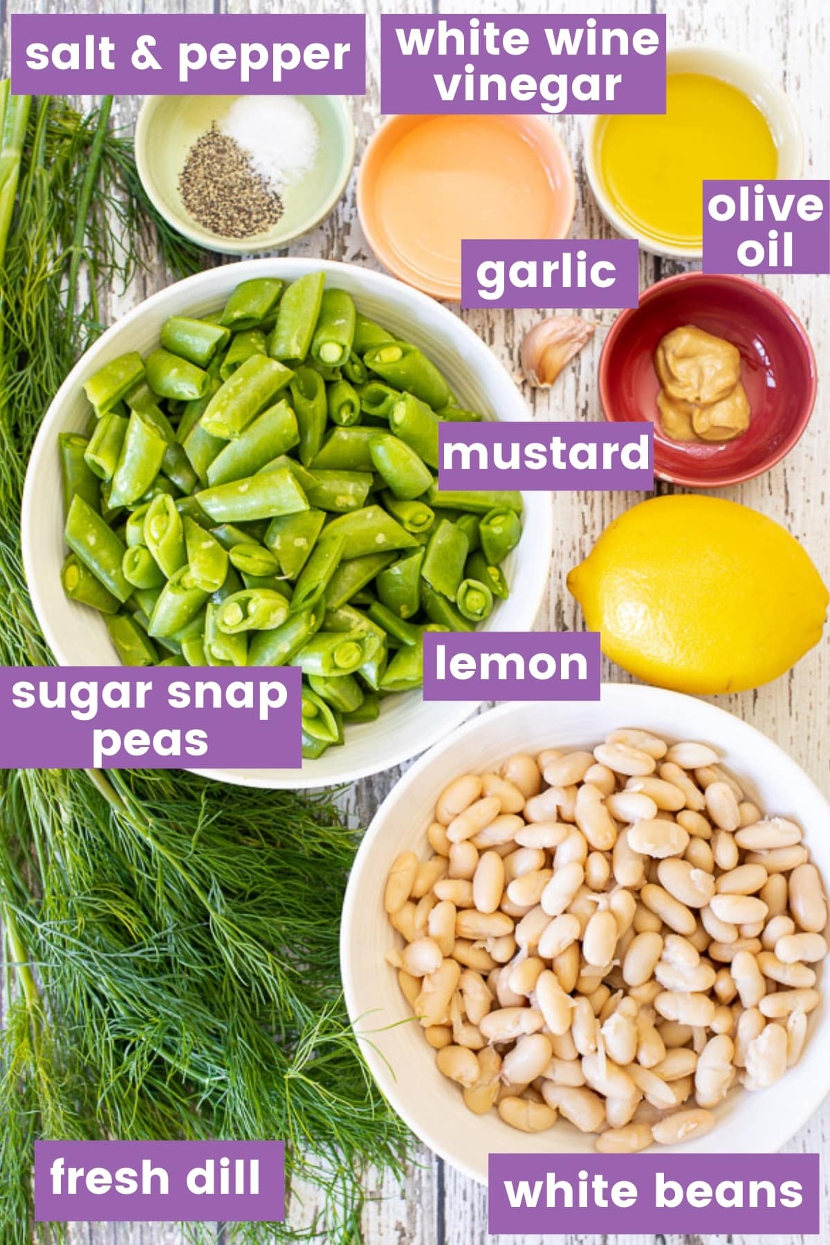 ingredients for sugar snap pea salad