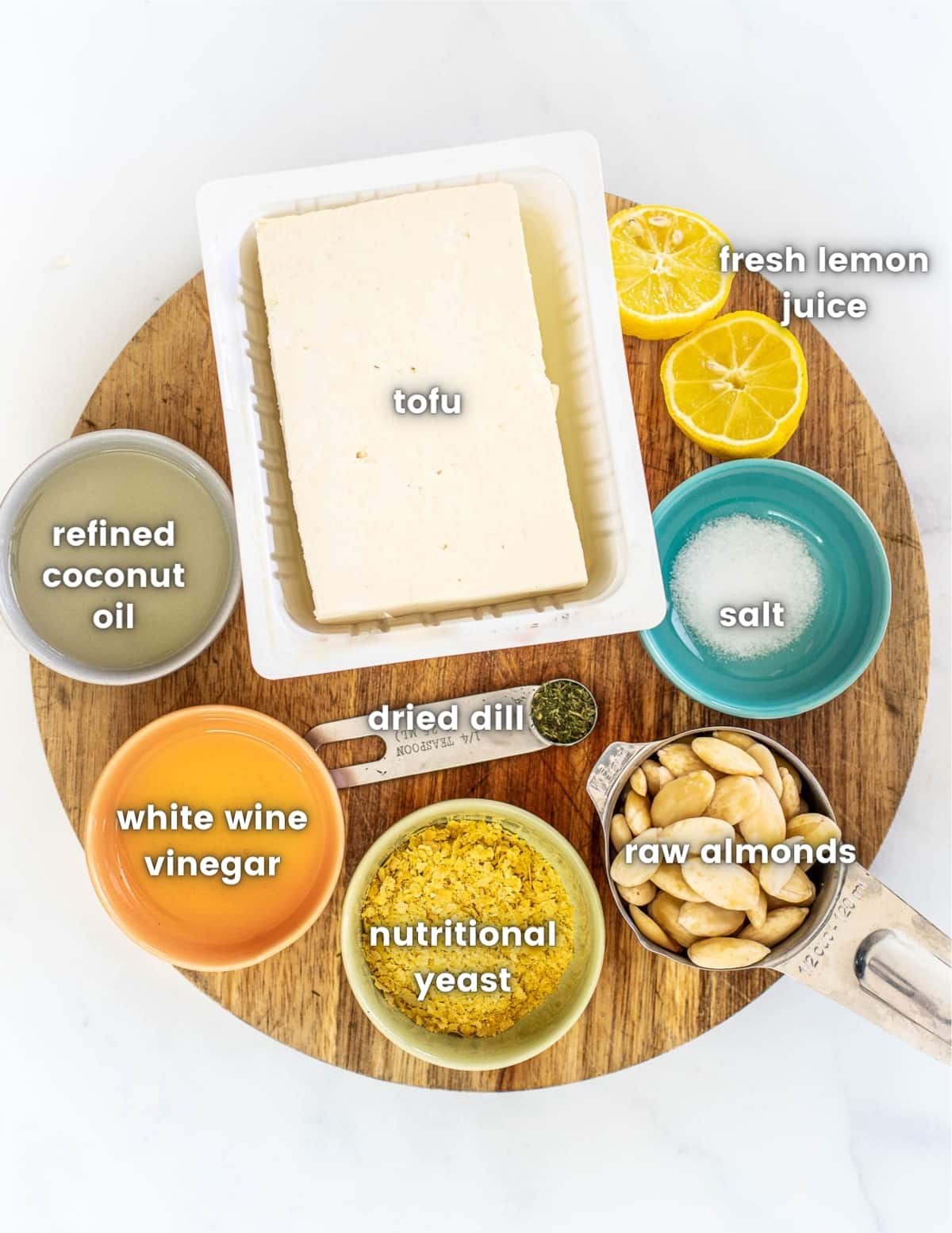the ingredients for vegan cream cheese