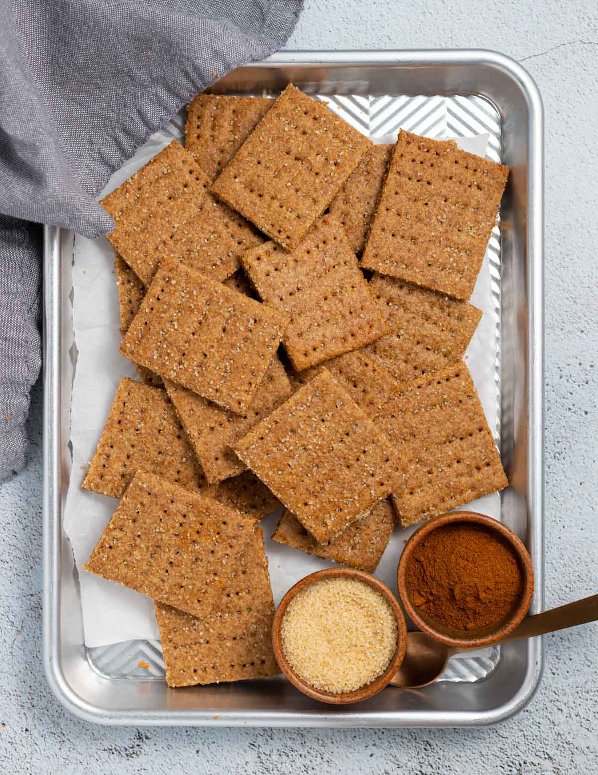 a baking tray covered in vegan graham crackers