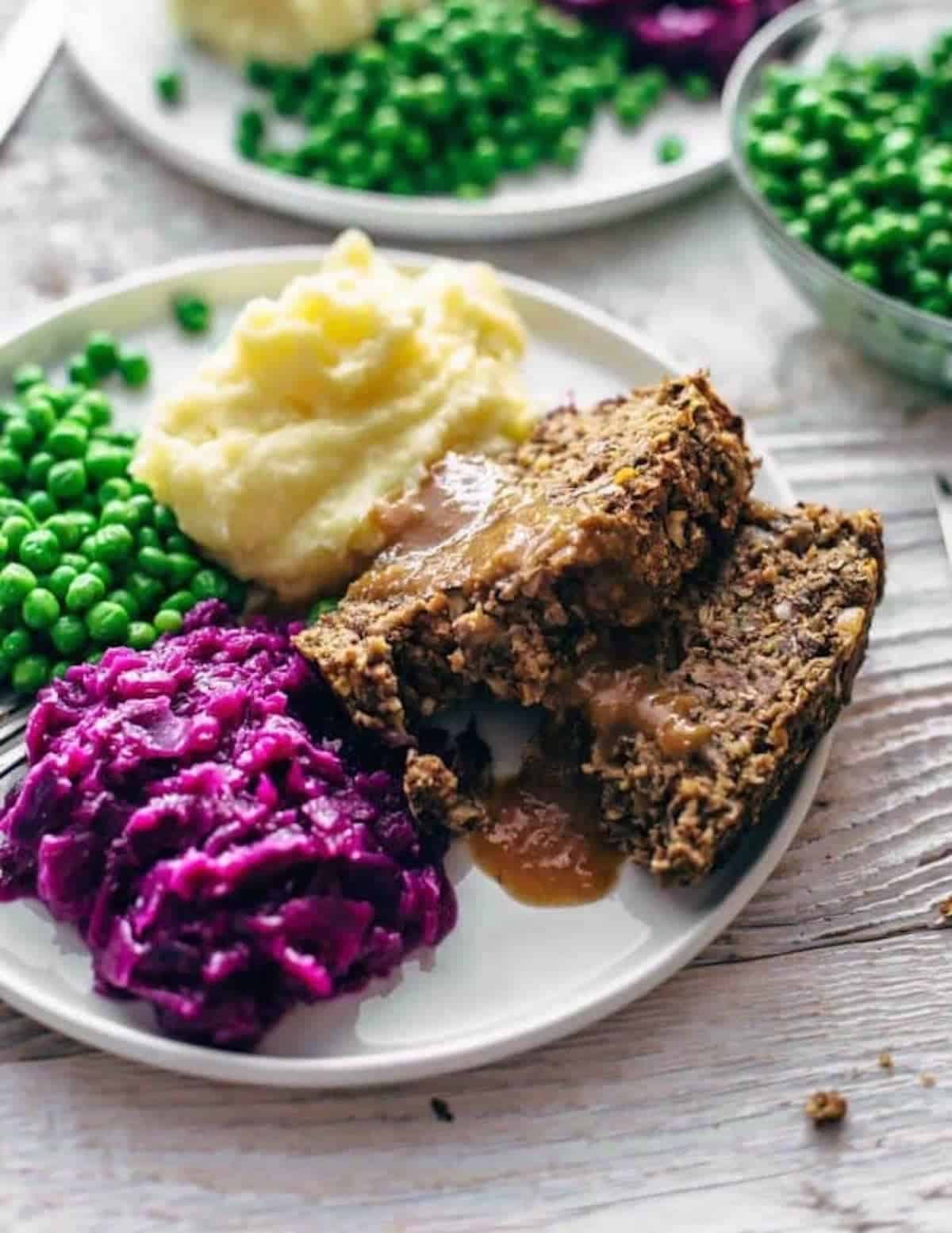 vegan meatloaf on a plate