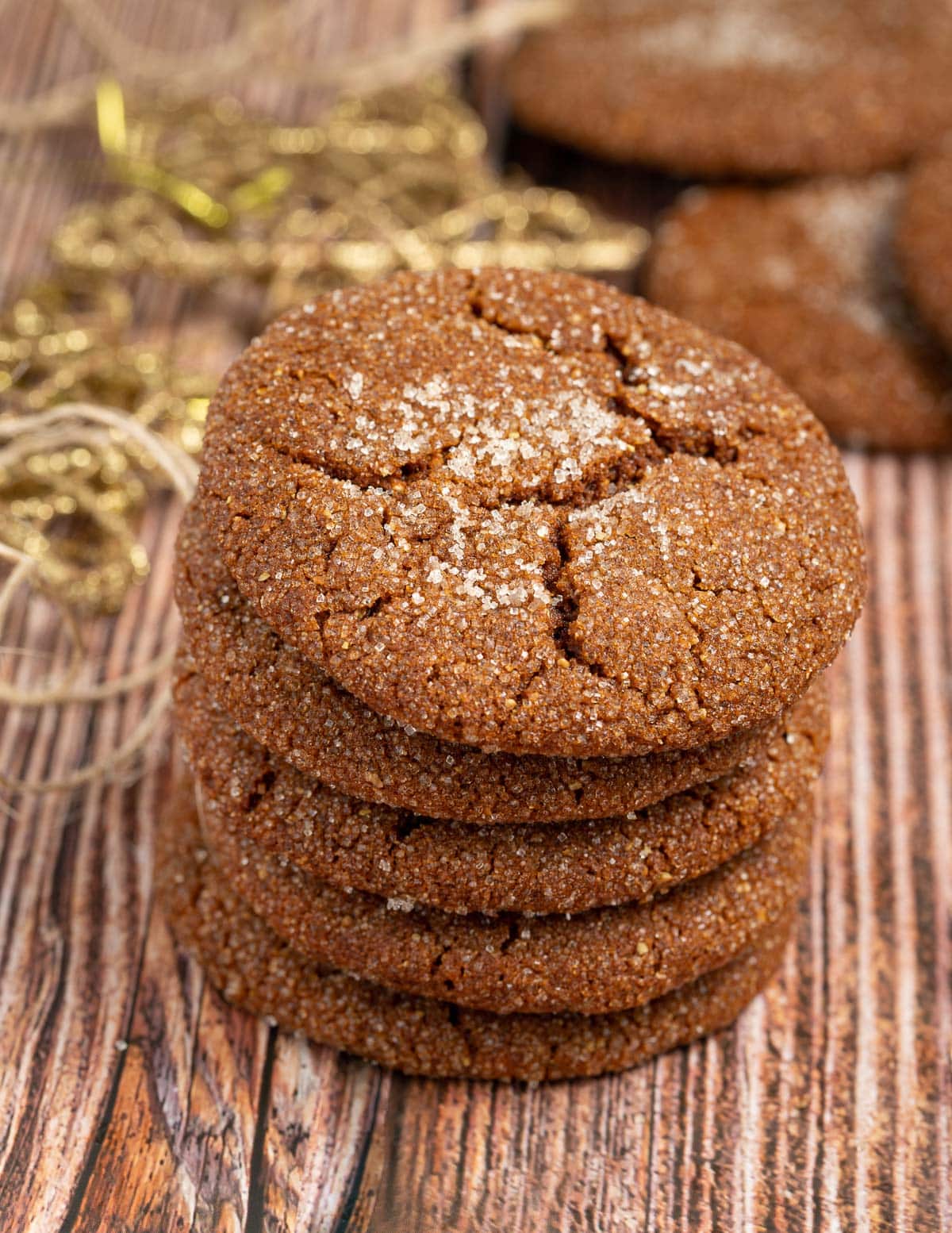 a stack of vegan molasses cookies