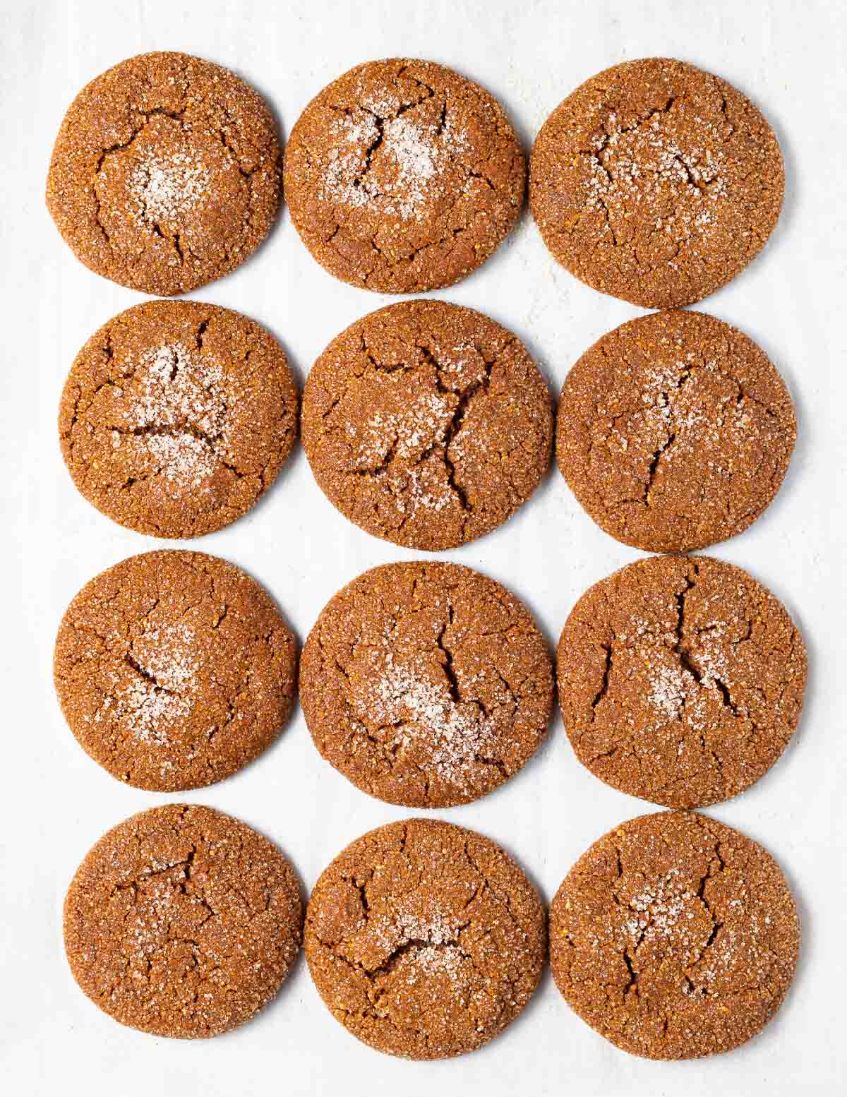 molasses cookies on a baking tray