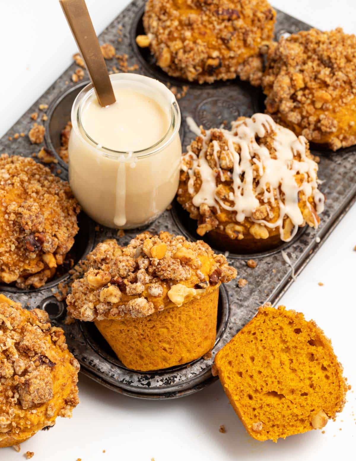 vegan pumpkin muffins with maple glaze