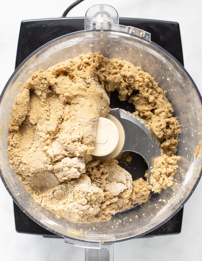 seitan dough for vegan roast in a food processor