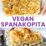 Vegan Spanakopita. My take on the great Greek spinach and feta pie! Featuring shatteringly crisp phyllo pastry, and a soft, salty, feta-cheesy, spinachy filling, all baked up to golden perfection. Comfort food at it's finest. 