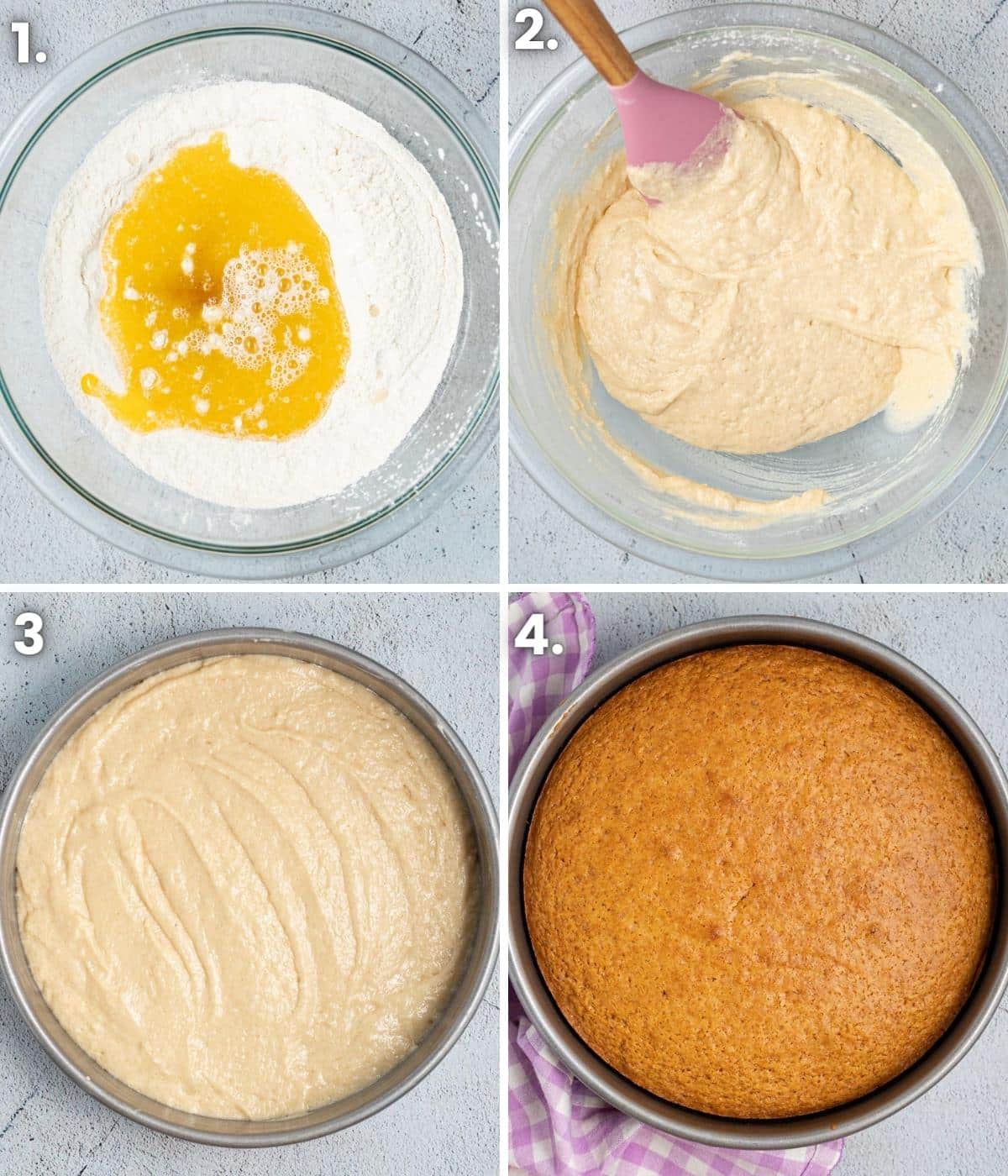 how to make the cake layer step by step as per the written instructions