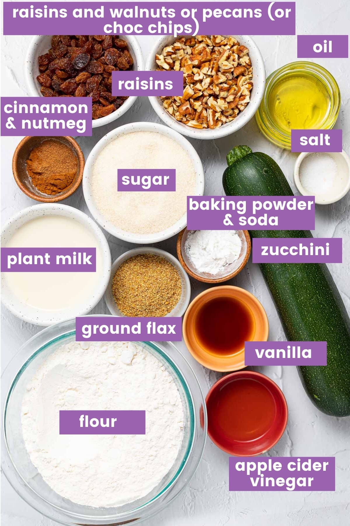 ingredients for zucchini muffins as per written list