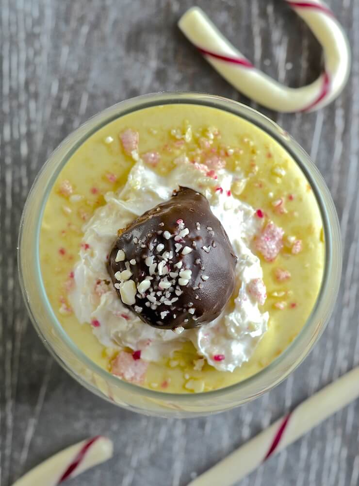 Creamy, sweet & indulgently rich White Chocolate Peppermint Pudding. Quick & easy to make but seriously impressive & easily made festive with the addition of some crushed candy canes!